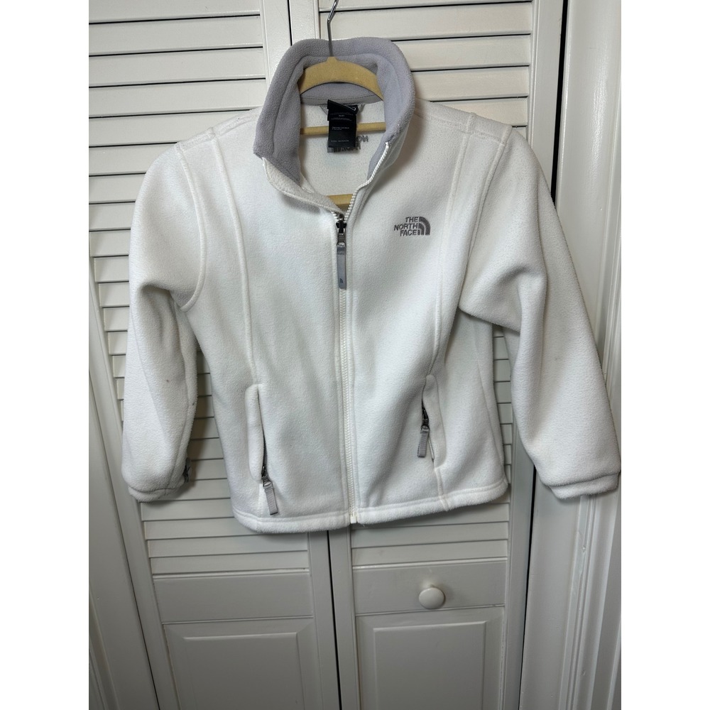 The North Face Girls White TKA 100 Glacier Full Zip Fleece Jacket Size Small S/P